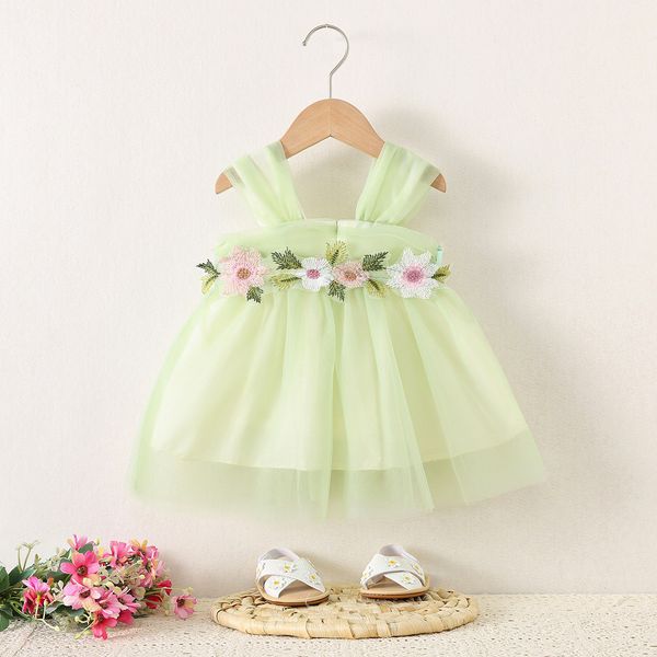 Imported 🌸 Girls' Summer Floral Suspender Princess Dress – Korean Gauze Skirt
