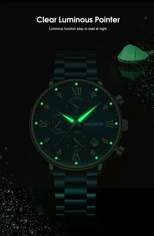💥MENSPE High-grade Waterproof Six Stitches Luminous Calendar Watch - Image 3
