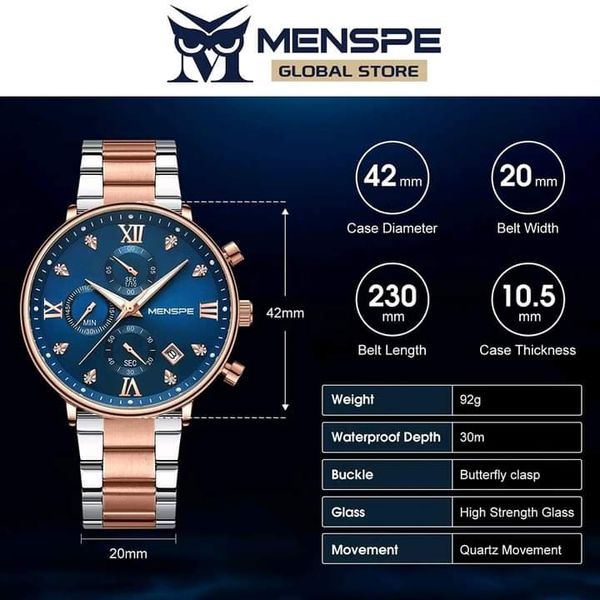 💥MENSPE High-grade Waterproof Six Stitches Luminous Calendar Watch - Image 4