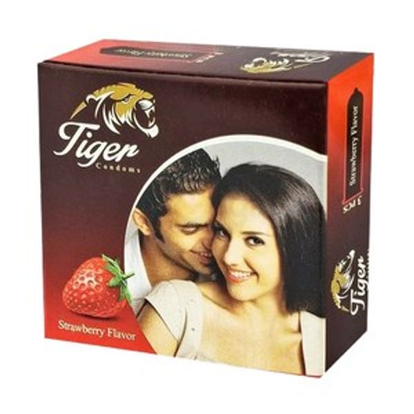 Tiger Plain Strawberry Flavored Condom 3's Pack