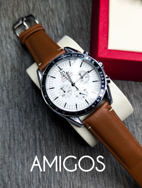 Omega Speedmaster Moonwatch Professional White Dial Brown belt