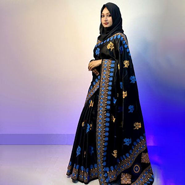 বোধুয়া বেনারশি প্রিন্ট শাড়ি কালো কালার