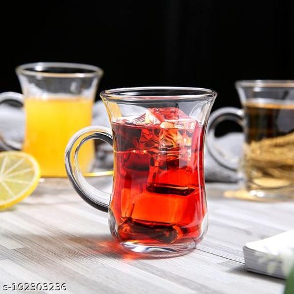 কাচের চায়ের কাপ সেট -৬ পিছ 150ML #07CUP