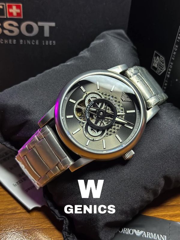 Emporio Armani Meccanico AR60010 Grey Dial Silver Chain Original