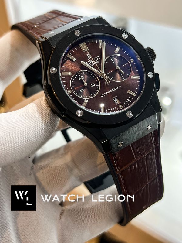 HUBLOT CLASSIC FUSION BLACK CASE BROWN DIAL BROWN BELT LEATHER TEXTURE