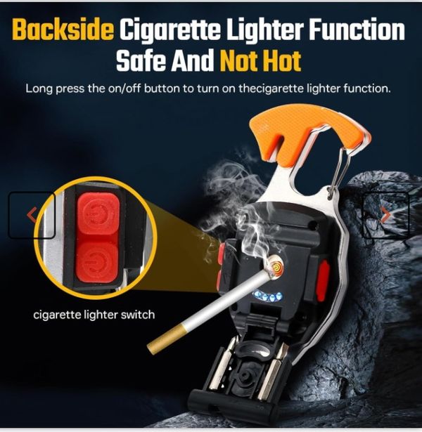 8-in-1 Professional Rechargeable COB Keychain Light with Screwdriver and Cigarette Lighter