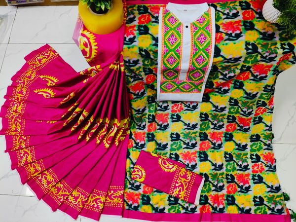 Sharee Panjabi Couple with Blouse Piece
