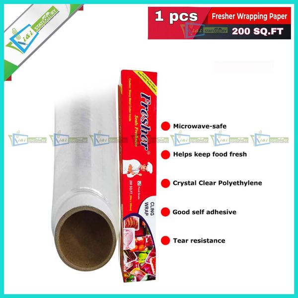 Fresher Plastic Stretch Wrapping paper 200 SQ.FT Food grade-1 Roll