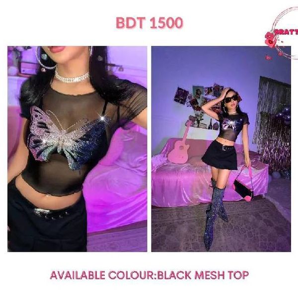 Black Mesh Top