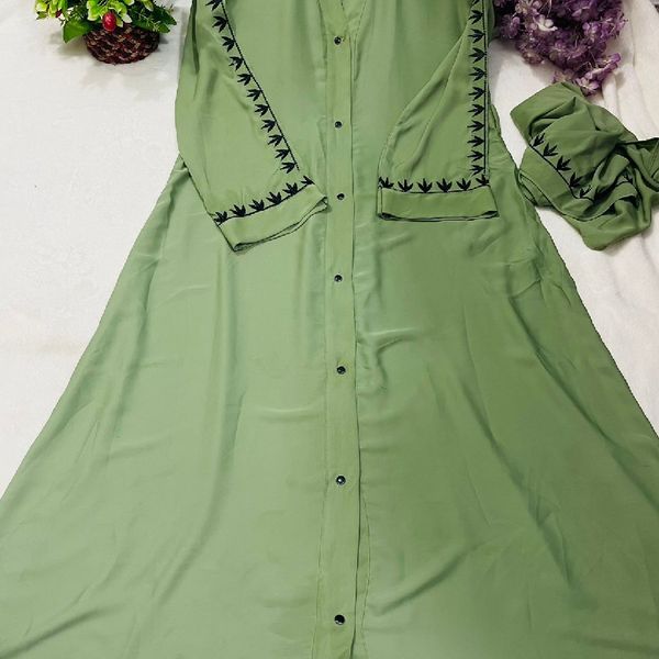 New Embroidery Abaya Borka with Hijab - Image 3