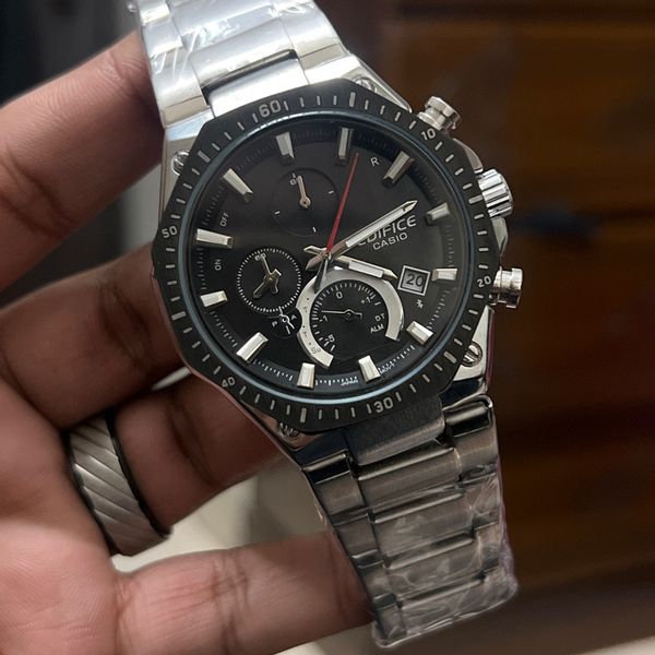 EDIFICE EQB1100 SILVER CH BLACK BEZEL BLACK DIAL RED DIAL