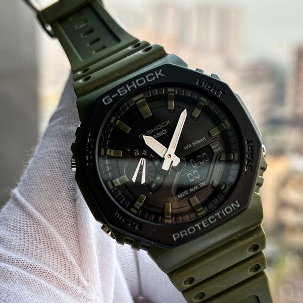 GSHOCK GA 2100 RUBBER BELT GREEN