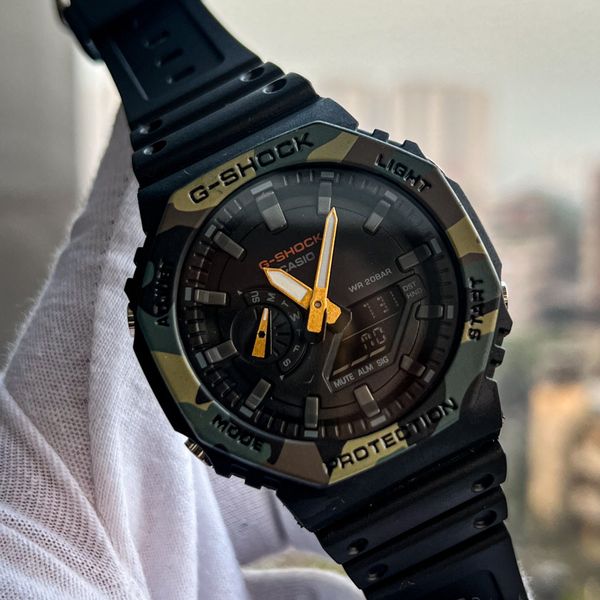 GSHOCK GA 2100 RUBBER BELT CAMO BLACK