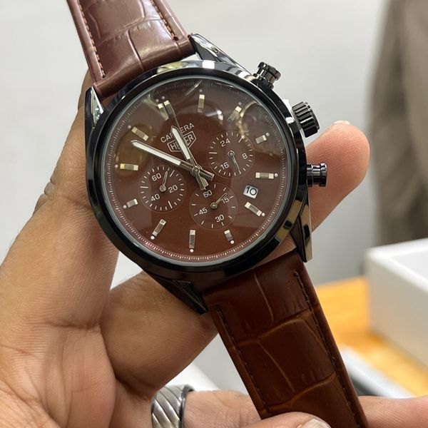 TAG BELT 3 CHRONO BLACK BODY BROWN BELT,DIAL SHAJAN