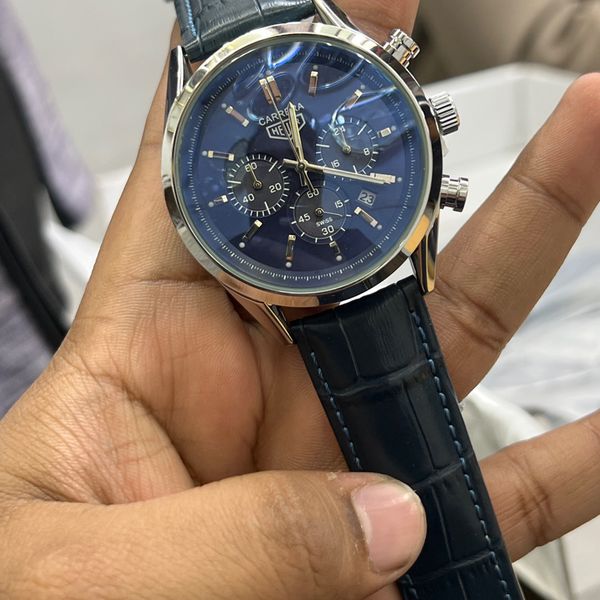 TAG BELT 3 CHRONO SILVER BODY BLU BELT,DIAL RUBEL