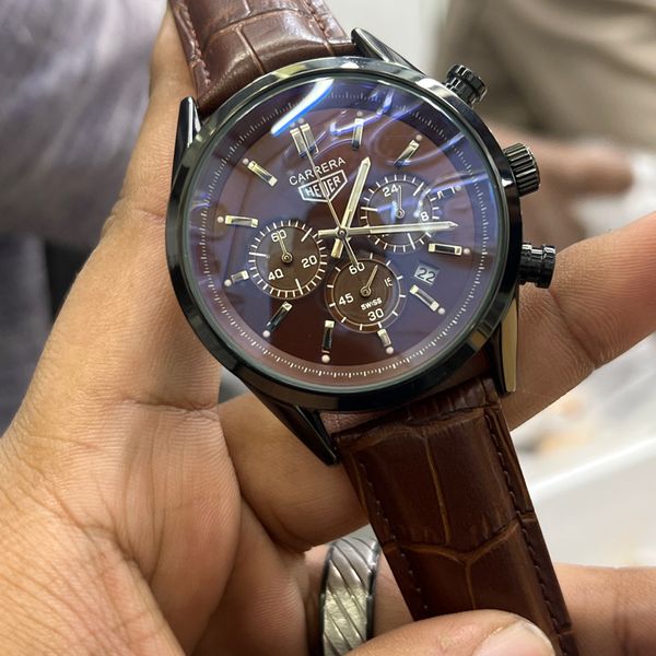 TAG BELT 3 CHRONO BLK BODY BROWN BELT,DIAL RUBEL