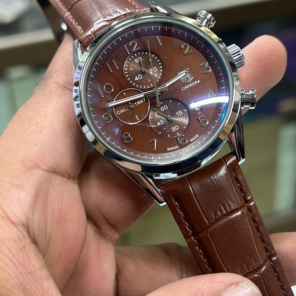 TAG BELT LIFE SIDE 3 CHRONO BROWN BELT BROWN DIAL SILVER CASE