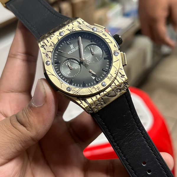 HUBLOT BELT ENGRAVED GOLD CASE RUBEL