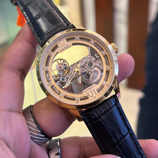 SKMEI M031 BLK BELT GOLD CASE