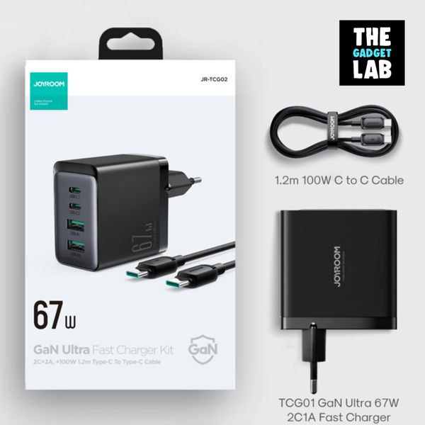 Joyroom JR-TCG02 67W GaN Ultra Fast Charger (With 1.2m C To C Cable Included) - Image 2