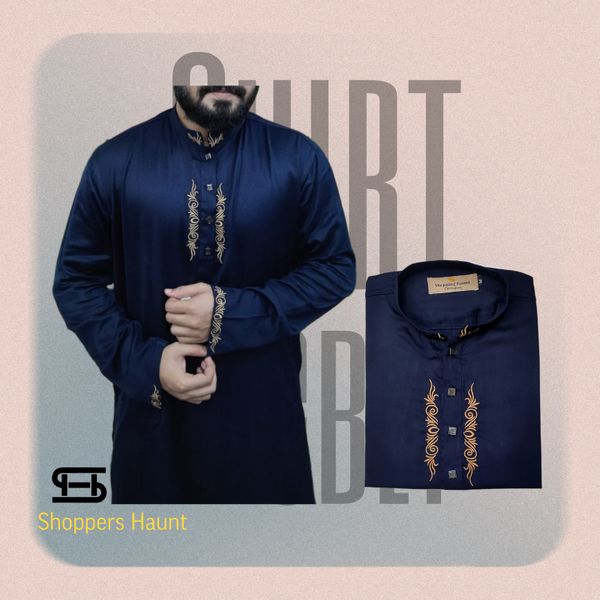 Premium Nevy blue embroidery Panjabi for men