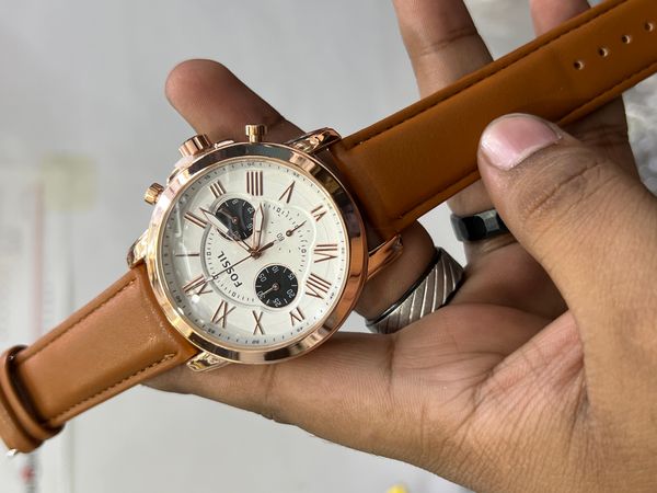 FOSSIL Q BELT MUSTARD BELT RG CASE WHITE DIAL