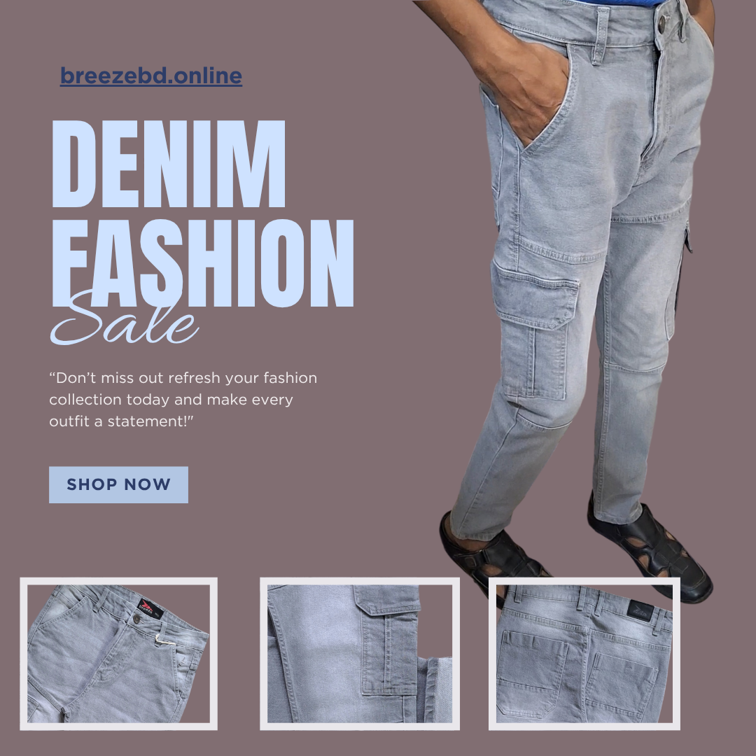 Ash/Gray Premium Denim Jeans Cargo