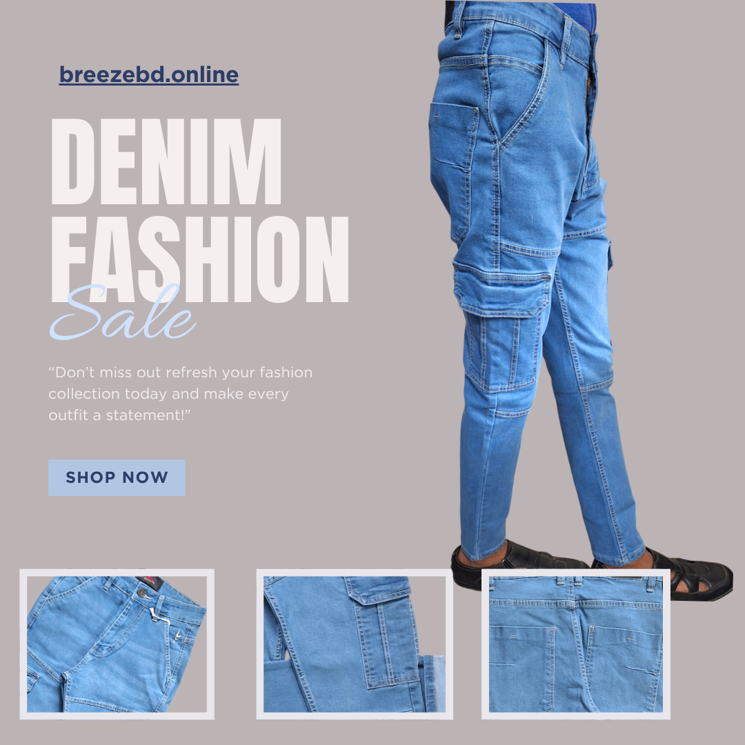 Light Blue Premium Denim Jeans Cargo